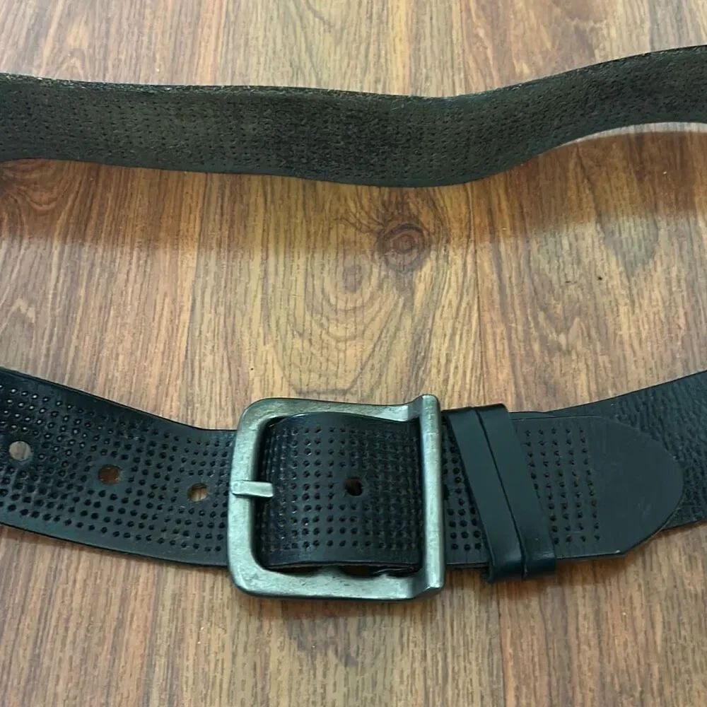 Bill Adler black men's leather belt size L rustic wide biker